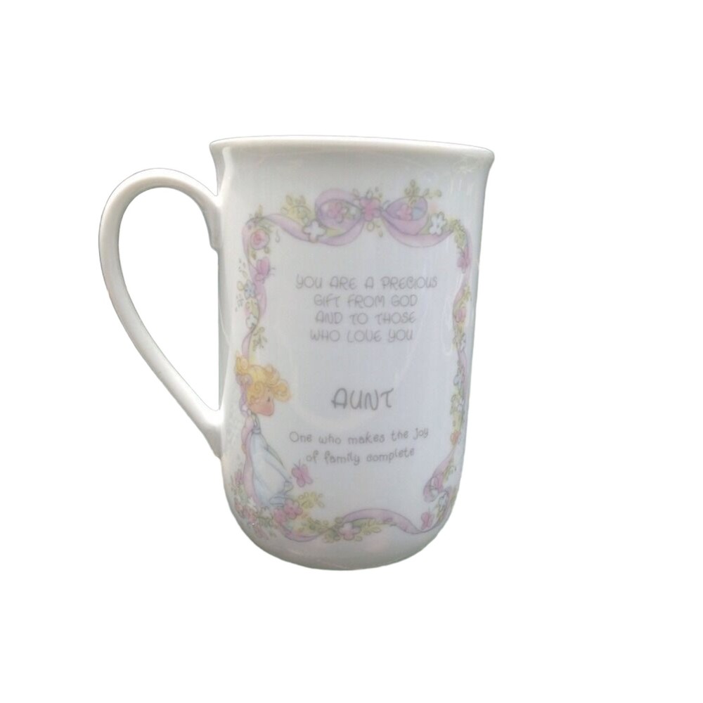 Vintage 90s Enesco Precious Moments Religious AUNT Coffee mug Porcelain Tea Cup - Picture 3 of 11